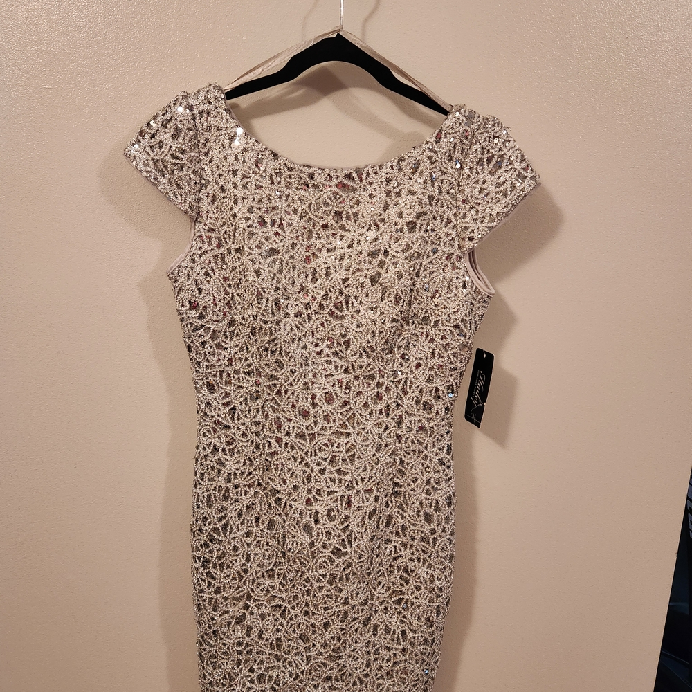 Adrianna Papell Lace Mini Dress in Silver